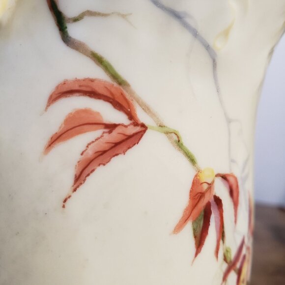 Antique Limoges France Cream Chocolate Pitcher Pot Handpainted Floral Botanical - Picture 3 of 12